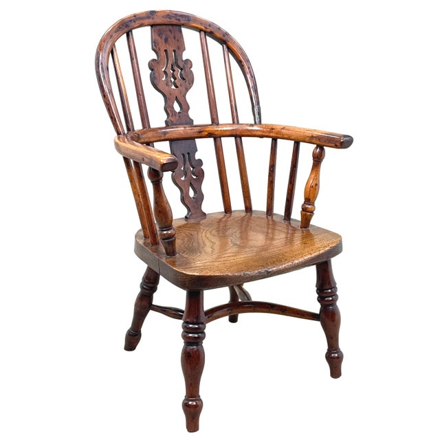 Antique Children's Windsor Armchair in Yew Wood, 1820 For Sale - Image 16 of 17