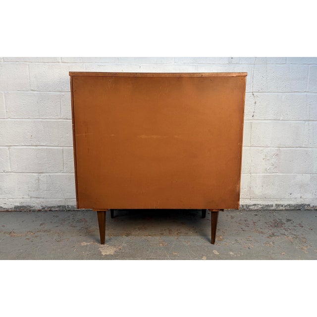Wood Mid 20th Century Modern Five-Drawer Walnut Dresser With Laminate Top For Sale - Image 7 of 17