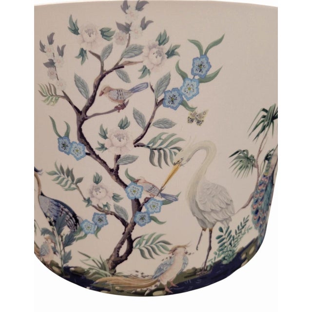 Vintage Faux Mint Green Coral Coastal Table Lamps With Chinoiserie Bird Branch Shades- A Pair For Sale In West Palm - Image 6 of 8