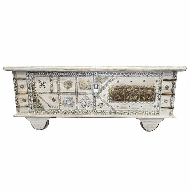 Vintage 45" Wide Distressed White Solid Wood Chest For Sale In Houston - Image 6 of 6