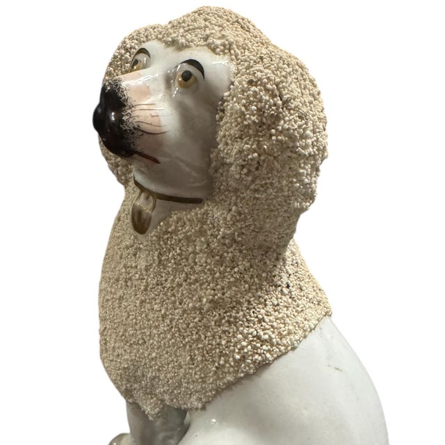 White Antique 19th Century English Staffordsire Ceramic Poodle For Sale - Image 8 of 12