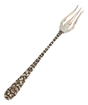 Early 20th Century Baltimore Rose Sterling Silver Pickle Fork