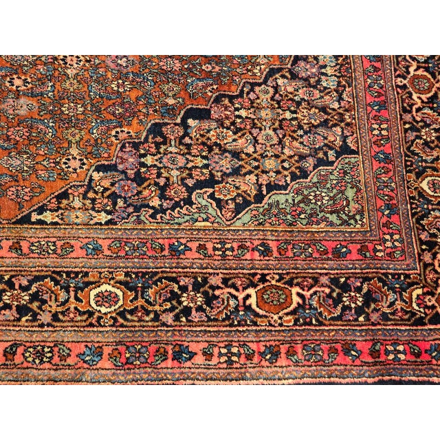 Vintage Persian Bibikabad Rug, Hand-Knotted Wool, Herati Geometric Pattern, Rust Red & Blue, 9x12 For Sale - Image 17 of 18