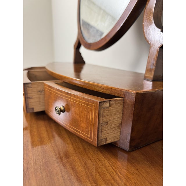 Vanity Dressing Table Top Swing Mirror in Wood with Storage For Sale - Image 9 of 13