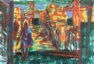 'San Francisco and the Golden Gate Bridge' by Robert Kaess, 1964; Oakland Museum, San Francisco Art Association