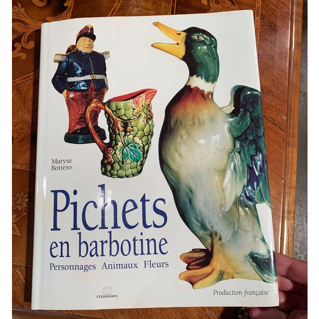 Early 20th Century French Painted Ceramic Barbotine Figure Pitcher by Onnaing For Sale - Image 9 of 10