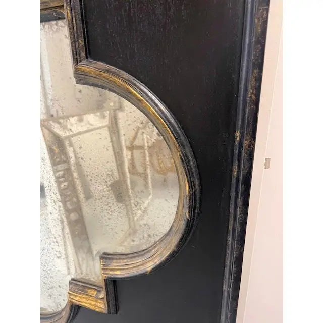 2010s Tall Quatrefoil Black Floor Mirror With Gold Accent For Sale - Image 5 of 5