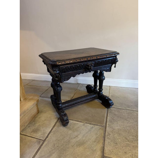 Mid 19th Century Antique Victorian Carved Oak Freestanding Centre Table, 1860 For Sale - Image 5 of 9