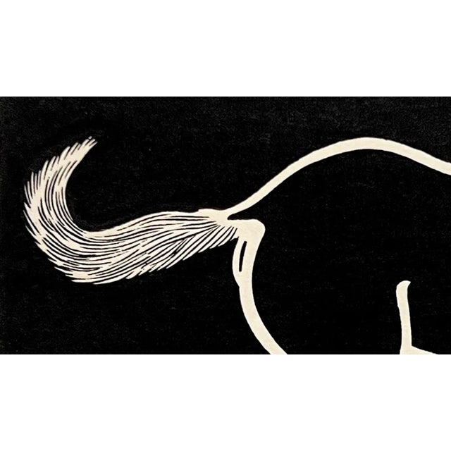 "Running Horse" From 'Horses, White on Black' Wood Block Print, 1958 For Sale - Image 4 of 5
