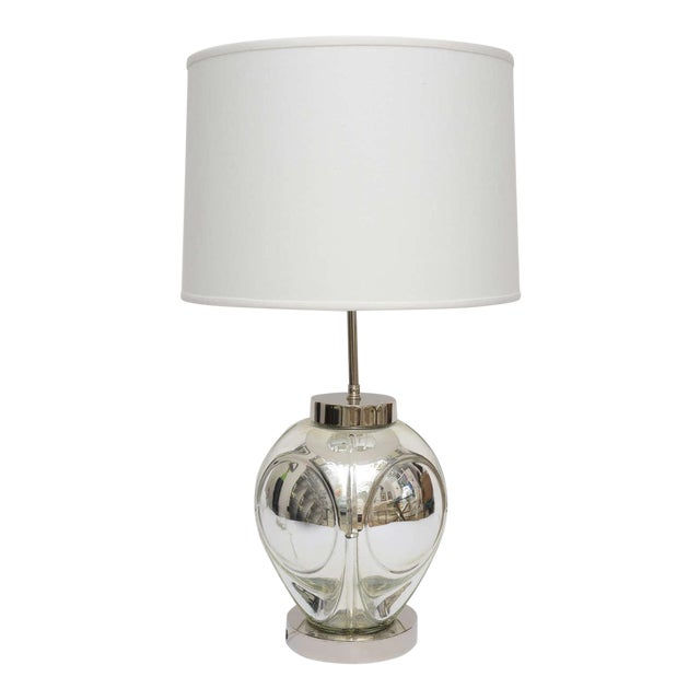 Mid-Century Modern Polished Chrome & Mercury Glass Table Lamp Base For Sale