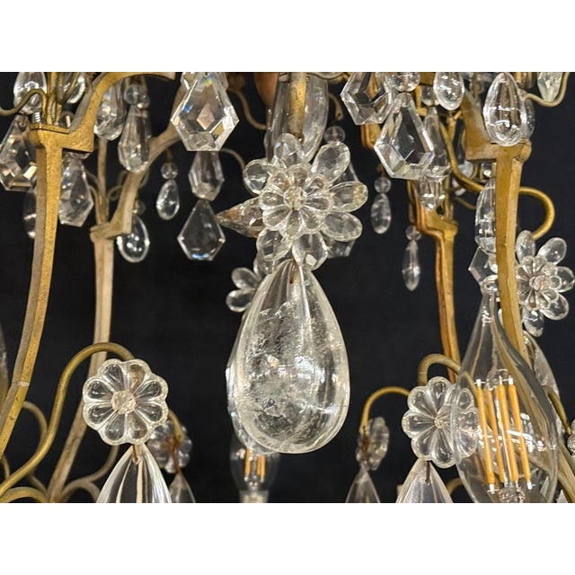 Louis XVI Style, Bronze, Rock Crystal, 12 Light Chandelier, France, 19th C. For Sale In New York - Image 6 of 9