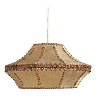 Mid-Century Parchment Leather Pendant Lamp, 1960s For Sale