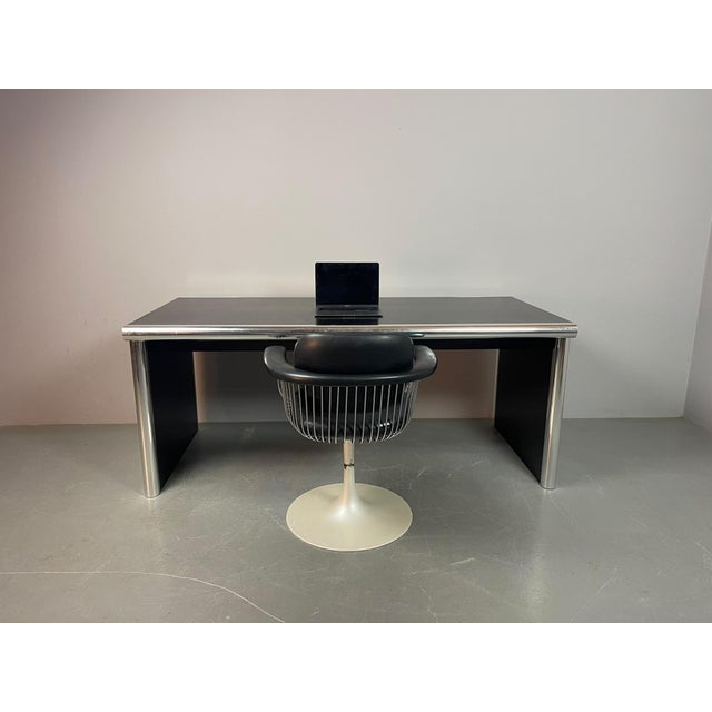 A striking italian big executive desk designed by guido faleschini for i4 mariani, originally designed in 1976. the desk...