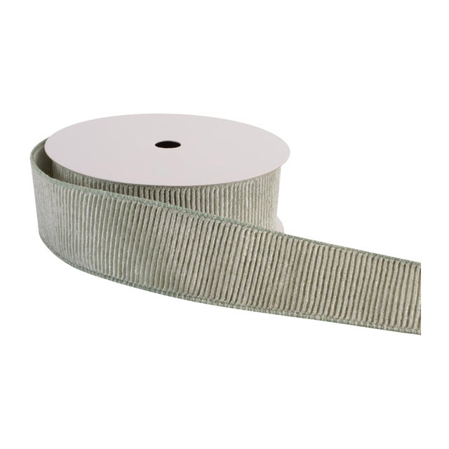 Add rich texture and designer appeal to your décor with this ribbed velvet wired ribbon. Featuring a soft velvet surface...