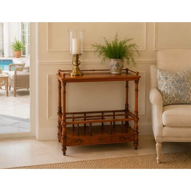 Vintage Burl Wood Canterbury and Etageres Side Table For Sale - Image 11 of 12