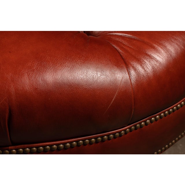 1950s Vintage Red Tufted Ottoman For Sale In Chicago - Image 6 of 9