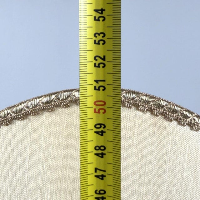 Vintage Brass and Wood Table Lamp with Beige Fabric Shade, 1960s For Sale - Image 12 of 13