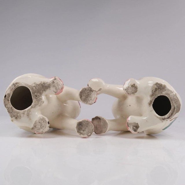 Antique Sponge Ware Pottery Mantel Cats in the style of Wemyss, 1890s, Set of 2 For Sale - Image 10 of 13