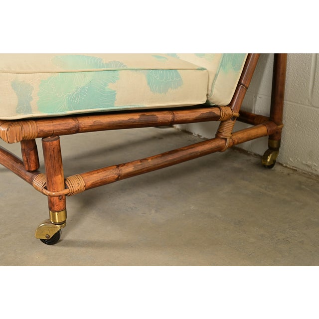 John Wisner for Ficks Reed Mid-Century Hollywood Regency Bamboo Rattan Lounge Chair, 1950s For Sale - Image 9 of 15