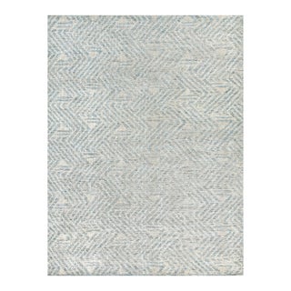 Exquisite Rugs Eaton Hand-Knotted New Zealand Wool & Bamboo Silk Ivory/Blue Rug-10'X14' For Sale
