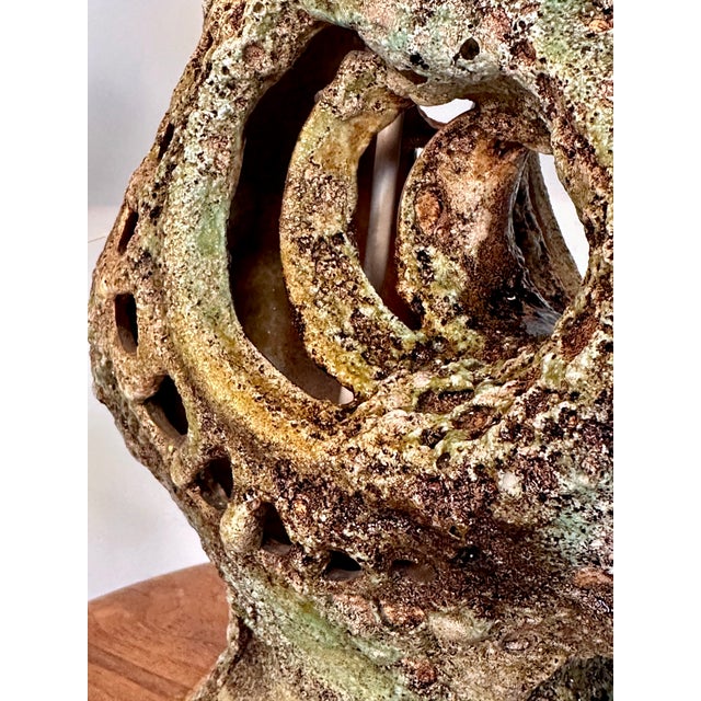 Large Sculptural Glazed Ceramic Art Table Lamp by Walter Gerhards, 1960s For Sale - Image 10 of 18