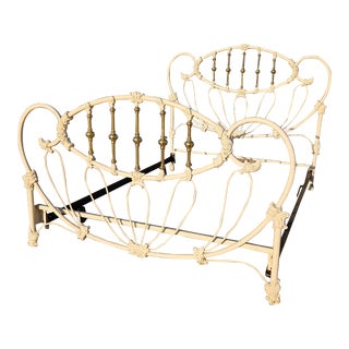 1980s Queen Size Elliot's Design Brass and Iron "Princess" Bed Frame For Sale