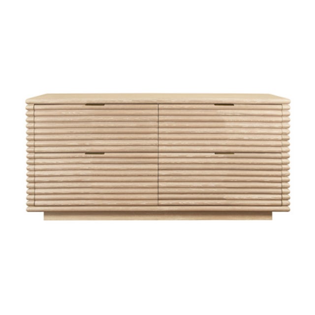 Worlds Away Matthew Izzo Home Ranger Cerused Oak Four Drawer Chest With Antique Brass Accents For Sale - Image 4 of 4