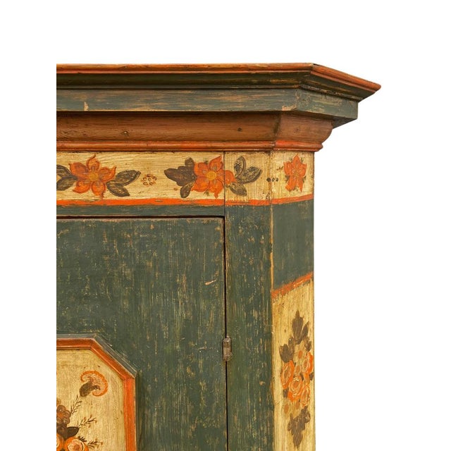Early 19th Century Petrol Green Painted Wardrobe, 1810 For Sale - Image 5 of 18
