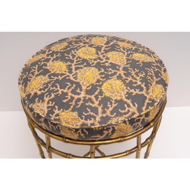 Brass Faux Bamboo Vanity Stool by Maison Baguès Chairish
