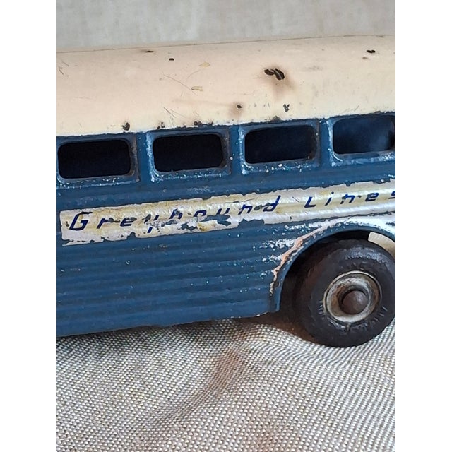 Vintage Arcade Cast Iron Greyhound Bus 9" Toy 1930s Blue 438b All Original For Sale - Image 10 of 18