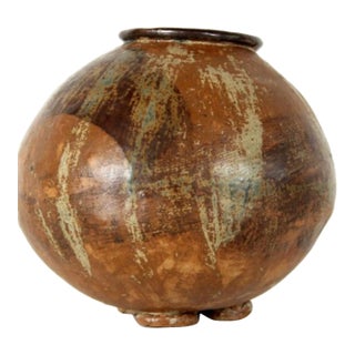 Mid-Century Studio Art Pottery Vase – Sculptural Bulbous Form, Handcrafted Ceramic For Sale
