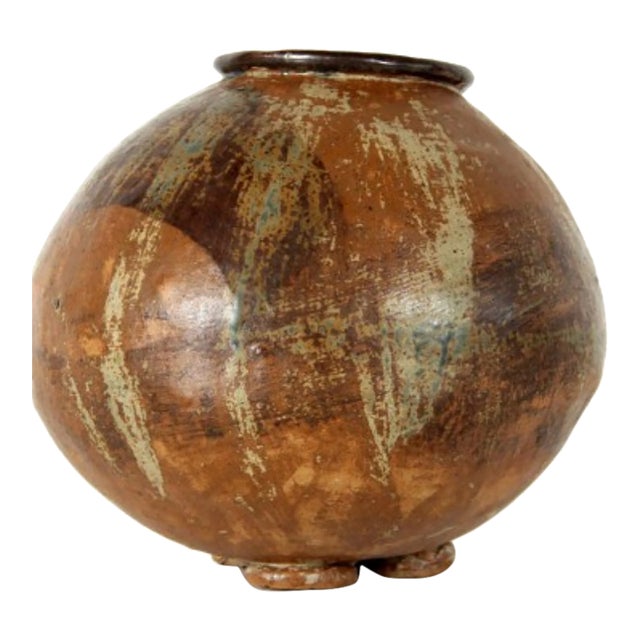 Mid-Century Studio Art Pottery Vase – Sculptural Bulbous Form, Handcrafted Ceramic For Sale