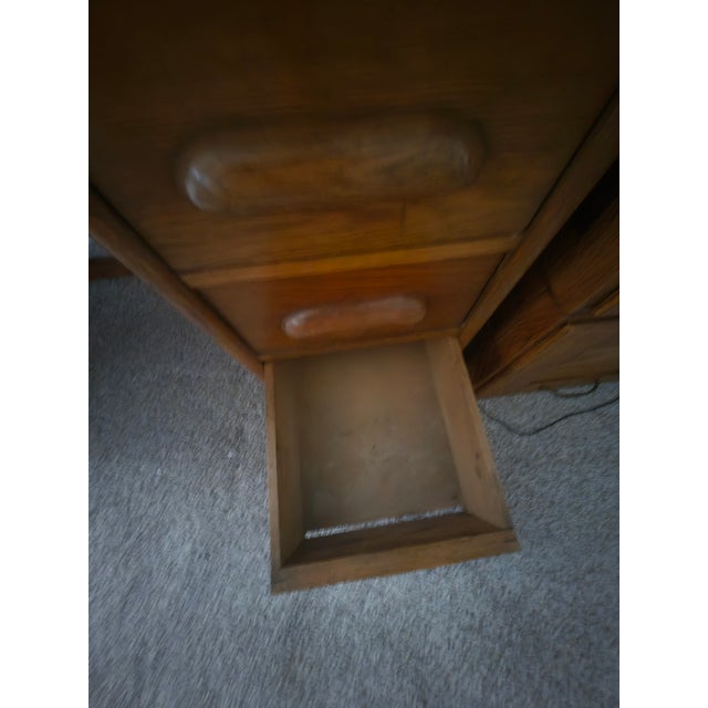 American Early 20th Century Small Oak Roll Top Desk For Sale - Image 3 of 6
