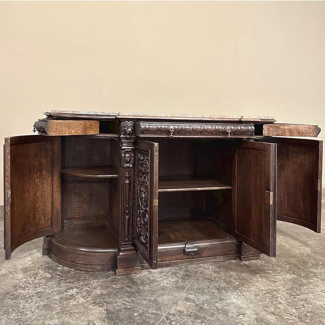 19th Century French Renaissance Marble Top Buffet For Sale - Image 9 of 18