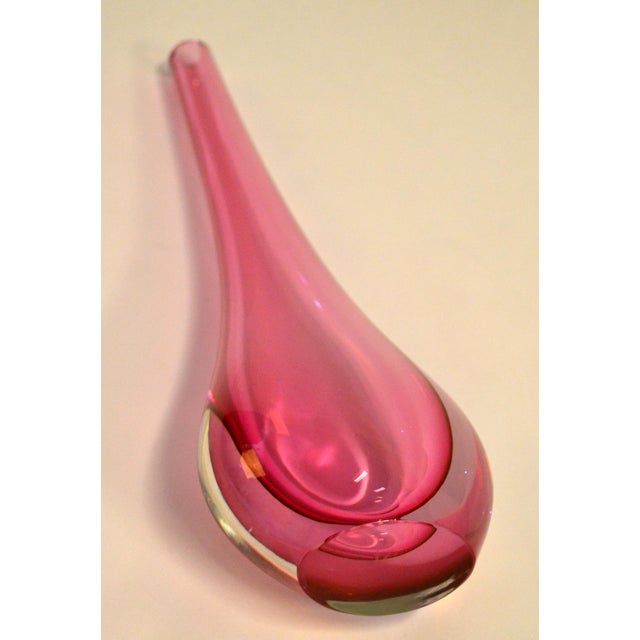 1960 Flavio Poli for Seguso Pink Murano Hand Blown Art Glass Vase Teardrop Shape For Sale - Image 12 of 14