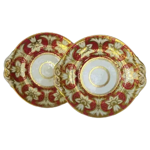 Victorian Red and Gold Plates - a Pair