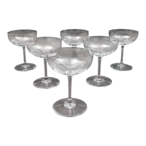 Mid 20th Century Baccarat France Montaigne Optic 4 3/4" Sherbet Champagne Coupe Glasses - Set of 6
