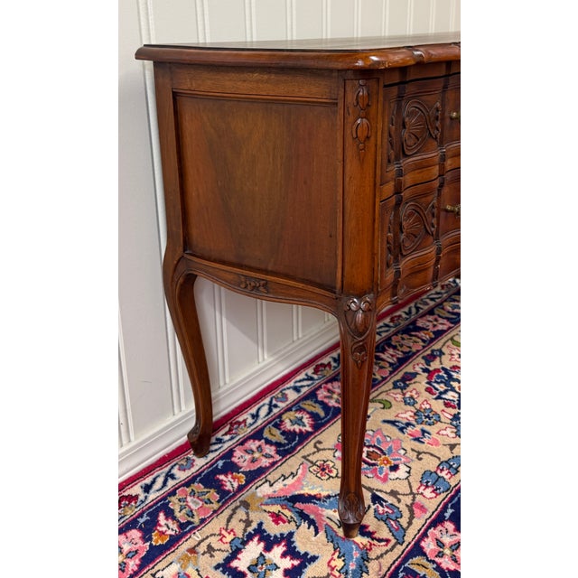 Antique French Chest of Drawers Console Serpentine Carved Walnut Louis XV c.1920 For Sale - Image 10 of 18