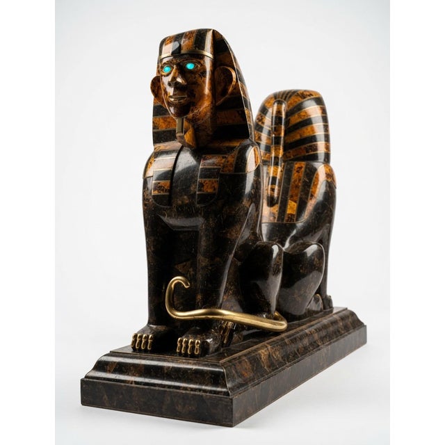 "Pair of Maitland-Smith Egyptian Revival Sphinx Pedestal Bases" For Sale In New Orleans - Image 6 of 7