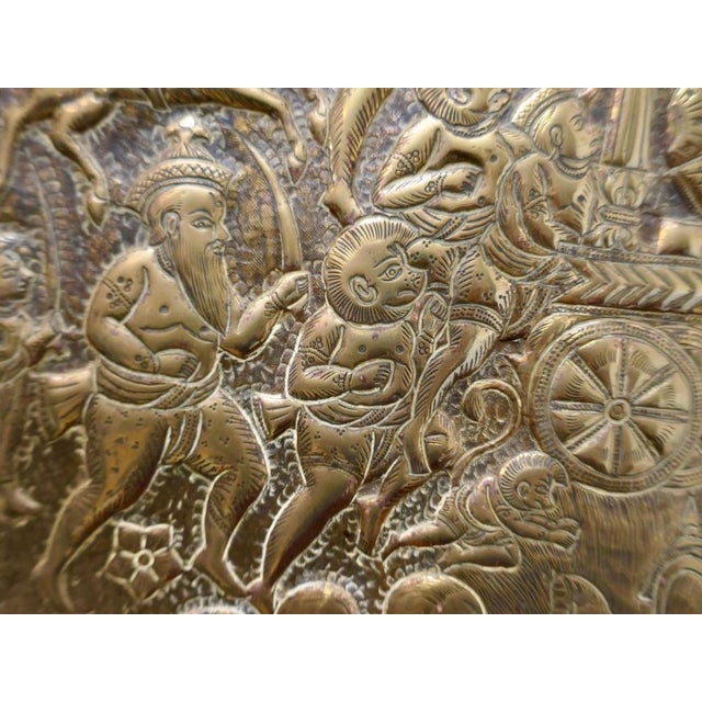 Large Oval Asian Brass Wall Hanging Marriage Charger, 1850s For Sale - Image 4 of 12