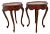 Gorgeous Set of two French Side Tables, Display Tables, Nightstands, Round Top with Floral Marquetry and Cabriole Legs,...