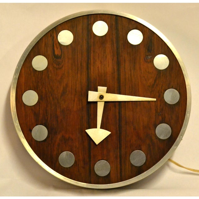 1970s Howard Miller Wall Clock Designed by Arthur Umanoff Zebra Wood & Chrome For Sale - Image 12 of 12