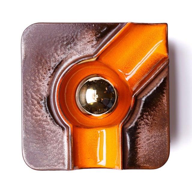 1970s Orange Ceramic Wall Lamp from Goebel, Germany, 1970s For Sale - Image 5 of 8