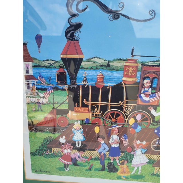 Vintage Artist Proof Signed America Celebrates Freedom Framed Whimsical Americana Bright Carnival Art by Ann Thompson For Sale In West Palm - Image 6 of 9