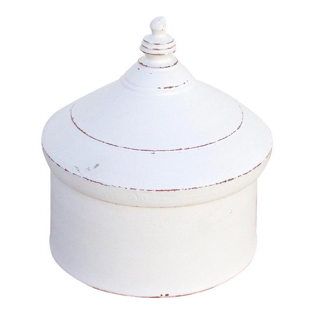 Large Agra White Painted Tika Box For Sale