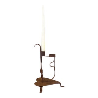 Vintage Artistic Iron Candle Holder W/Heart 9.25" H For Sale