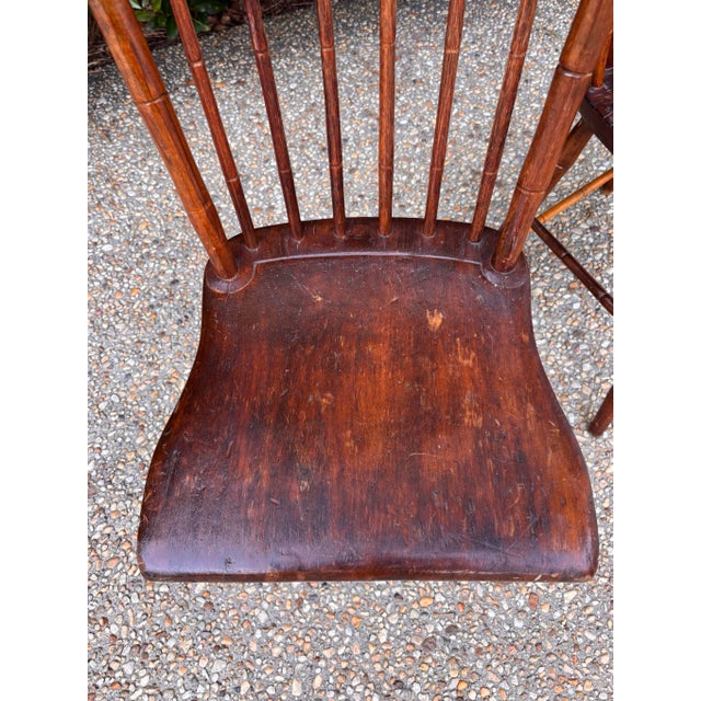 Wood Mid 19th Century Bamboo-Turned Windsor Side Chairs With Single Board Seats, a Pair For Sale - Image 7 of 9
