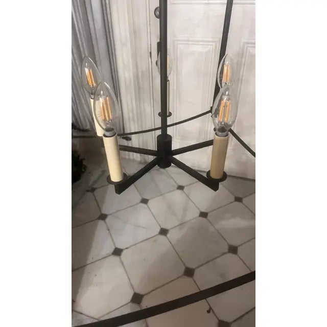 Thayer collection series. This chandelier features 5 Torpedo Candelabra 60 watt light bulbs, supplied with 15 feet of wire...