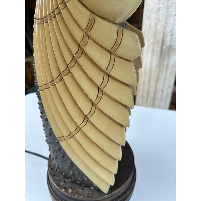 1970s 1970s Ceramic Bird Lamp Including Large Lampshade With Brass Details For Sale - Image 5 of 12