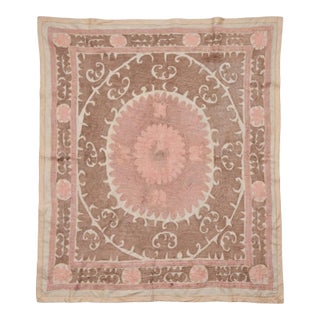 Suzani Tablecloth - Neutral Tan Tashkent Embroidery For Sale